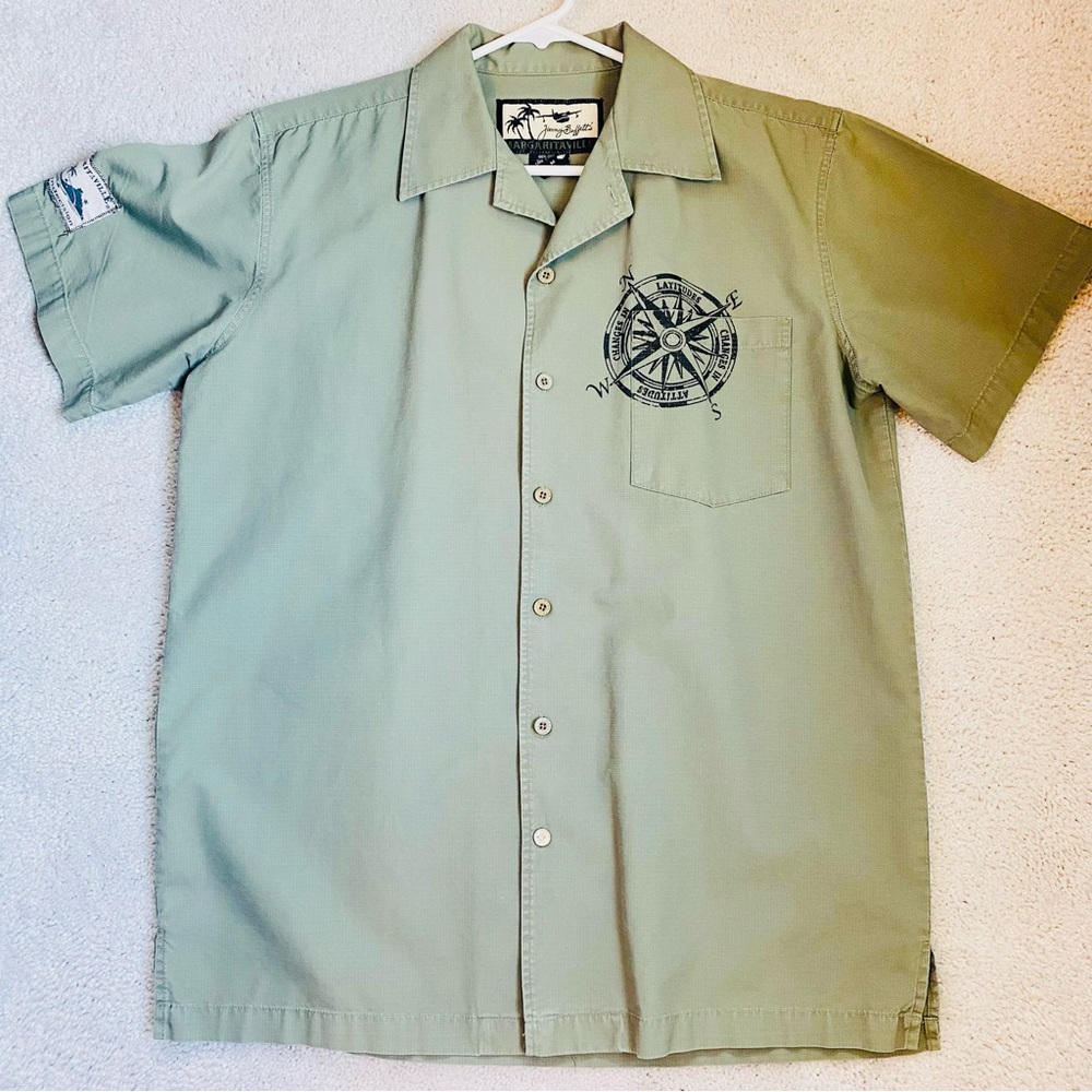 Jimmy Buffett Margaritaville Olive Green Nautical Men's Shirt - Size M Medium